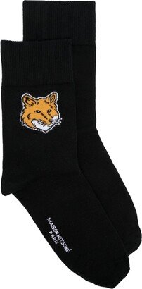 Chillax Fox-motif ribbed socks-AA