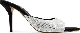 Perni04uni 85MM Rhinestone-Studded Leather Stiletto Mules