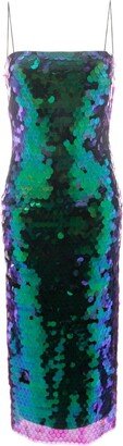 The New Arrivals Ilkyaz Ozel Holographic-Effect Sequinned Midi Dress