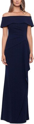 Petites Womens Off-The-Shoulder Maxi Evening Dress-AA