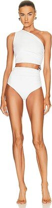 Stretch Nylon One Piece Swimsuit in White