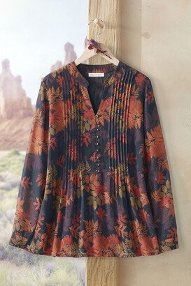 Women's Falling Foliage Blouse - Black Multi - XS