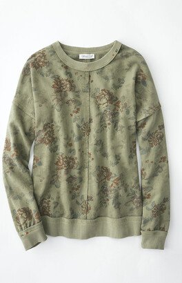 Women's Vintage Floral Sweatshirt - Thyme - PS - Petite Size