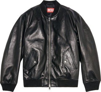Zip-Up Padded Leather Jacket