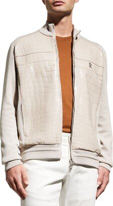 Men's Crocodile Leather Knit Blouson