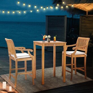 3 Piece Teak Wood Castle Intimate Patio Bistro Bar Set including 27