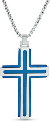 Men's Layered Cross Pendant in Two-Tone Stainless Steel - 24