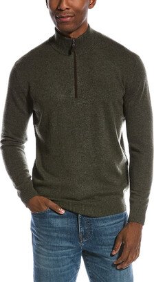 Suede-Trim Cashmere Mock Sweater-AZ