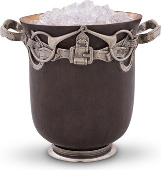 Solid Bronze Ice, Wine, Champagne Bucket Equestrian Horse with Pewter Handle