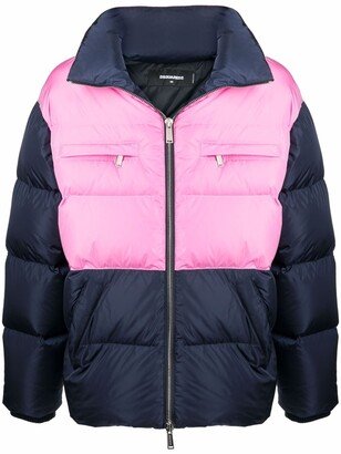 Contrast-Panel Puffer Coat