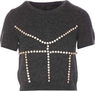 Embellished Crewneck Knitted Top