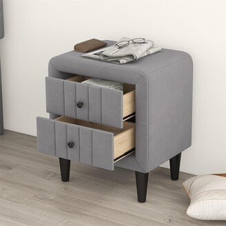 Upholstered Wooden Nightstand with 2 Drawers,Velvet Bedside Table