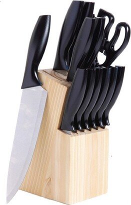 Gibsone Helston 14pc Stainless Steel Cutlery Set With Pine Wood Block