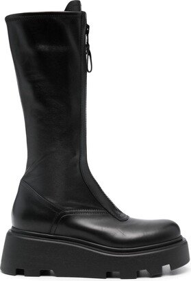 Zip-Up Leather Combat Boots