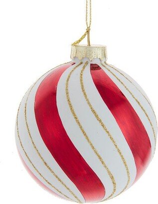 Kurt S. Adler Kurt Adler 80MM Gold, Red and White Glass Ball Ornaments, 6 Piece Set