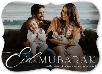 Eid Cards: Script Greetings Eid Card, Black, 5X7, Pearl Shimmer Cardstock, Bracket