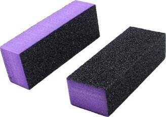 Unique Bargains 4 Way Nail File Art Shiner Polish Buffer Buffing Block Black Purple 2 Pcs