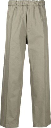 Green Cotton Tapered Trousers