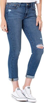 Girlfriend Distressed Rolled Hem Crop Jeans