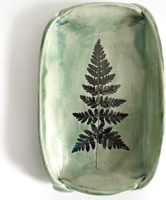 Fossil Fern Ceramic Dish, Symbol Of Healing, Health, & Good Luck, For Soap, Food, Everything Else