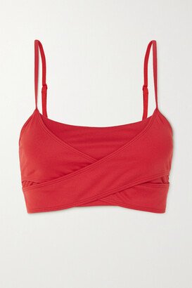 Airbrush Enso Wrap-effect Stretch Sports Bra - Red