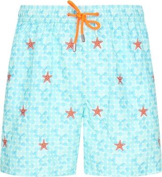 All-Over Printed Drawstring Swim Shorts-AO