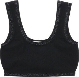 Sports Bra With Crystal-Studded Logo Trims