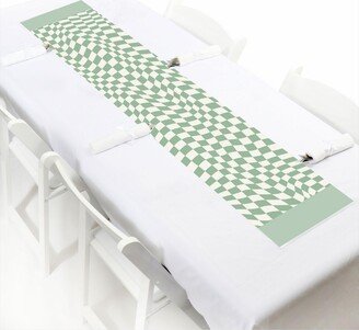 Big Dot Of Happiness Sage Green Checkered Party - Petite Paper Table Runner - 12 x 60 inches