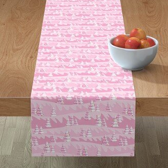 Table Runners: Mid Century Christmas Tree Landscape - Retro Pink Table Runner, 72X16, Pink