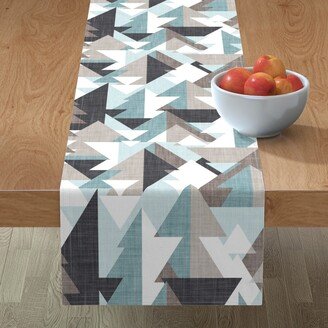 Table Runners: Geo Forest Pine Trees Table Runner, 72X16, Gray