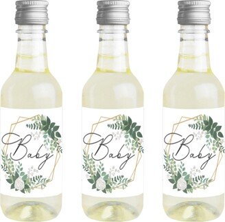 Big Dot Of Happiness Boho Botanical Baby Mini Wine & Champagne Label Stickers Baby Shower Favor 16 Ct