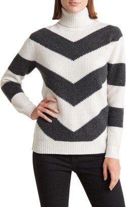 Chevron Stripe Cashmere Turtleneck Sweater