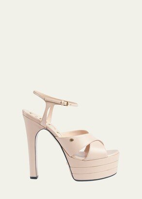 Calfskin Crisscross Stiletto Platform Sandals