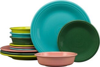 Tropical Mixed Colors 12-Pc Classic Dinnerware Set, Service for 4