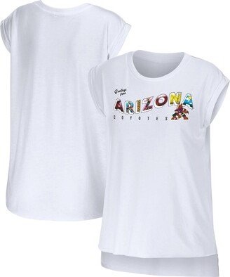 Women's Wear by Erin Andrews White Arizona Coyotes Greetings From Muscle T-shirt