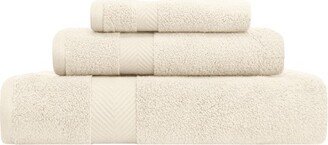 Contemporary Quick-Drying Zero-Twist Cotton 3-Piece Towel Set, Ivory - Blue Nile Mills