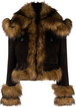 Faux-Fur Trim Corduroy Cotton Jacket