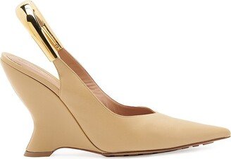 Lambskin Wedge-Heel Slingback Pumps