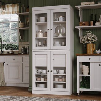 Palace Imports 100% Solid Wood Modular Pantry with 2-Drawer Kit, Solid or Glass Doors - 32