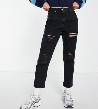extreme rip mom jeans in charcoal-AA