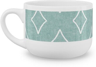 Mugs: Diamonds Coordinate Woven - Mint Latte Mug, White, 25Oz, Green