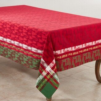 Saro Lifestyle Classic Plaid Christmas Tree Design Holiday Cotton Table Topper Tablecloth, Multi,