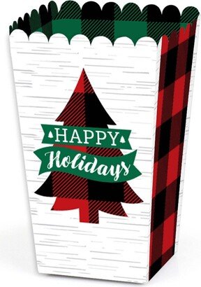 Big Dot Of Happiness Holiday Plaid Trees - Christmas Party Favor Popcorn Treat Boxes - Set of 12