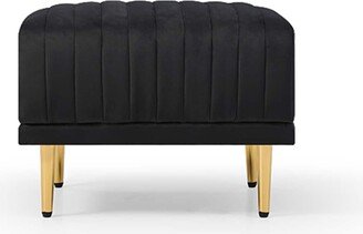 IGEMAN L-Shape Sectional Sofa, Velvet Chaise Lounge Couch with Ottoman-AA