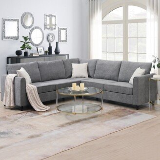 IGEMAN 91*91 Modern Upholstered Living Room Sectional Sofa, L Shape Corner Couch