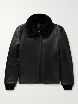 Shearling-Trimmed Leather Jacket-AE