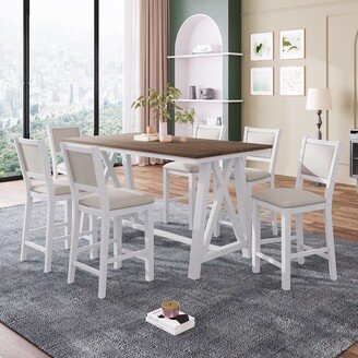 Nestfair 7-Piece Counter Height Dining Table Set with 6 Dining Chairs