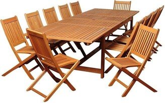 Barrett 13-Piece Outdoor Dining Set Eucalyptus Extendable Rectangular Patio Furniture