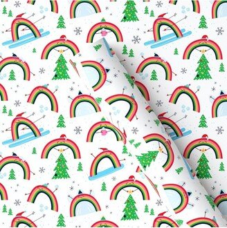 25 sq ft Skiing Rainbows Christmas Gift Wrap White - Wondershop™