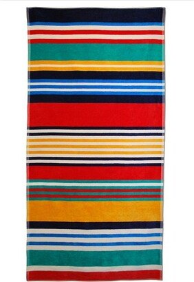 Bold Stripe Summer Cotton Oversized Beach Towel, Blue - Blue Nile Mills